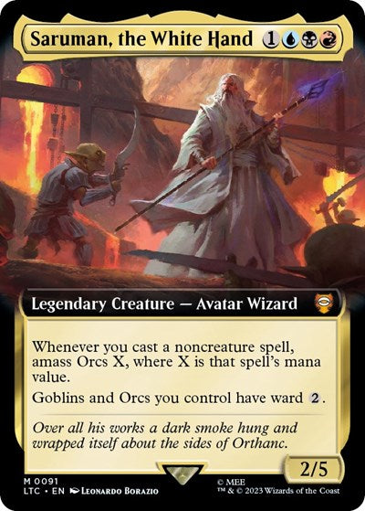 Saruman, the White Hand (Extended Art) (Commander: The Lord of the Rings: Tales of Middle-earth) Near Mint