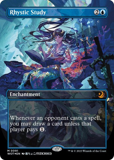 Rhystic Study (Anime Borderless) (Confetti Foil) (Wilds of Eldraine: Enchanting Tales) Near Mint
