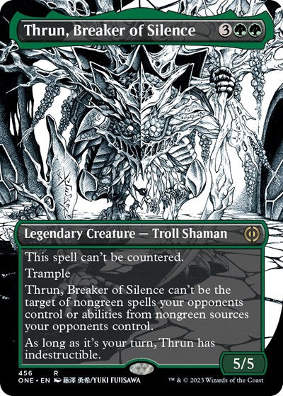Thrun, Breaker of Silence (Borderless) (Step-and-Compleat Foil) (Phyrexia: All Will Be One) Near Mint