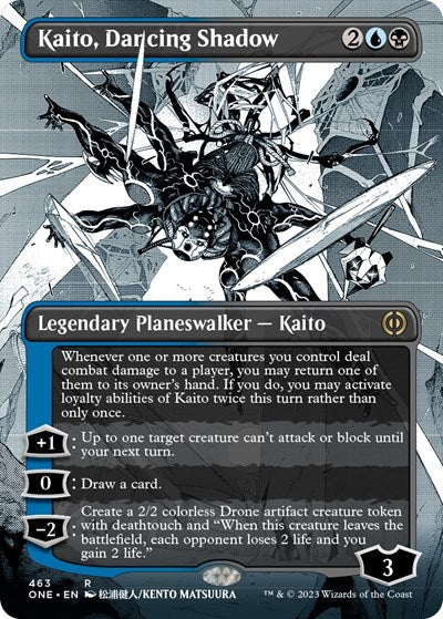 Kaito, Dancing Shadow (Borderless) (Step-and-Compleat Foil) (Phyrexia: All Will Be One) Near Mint