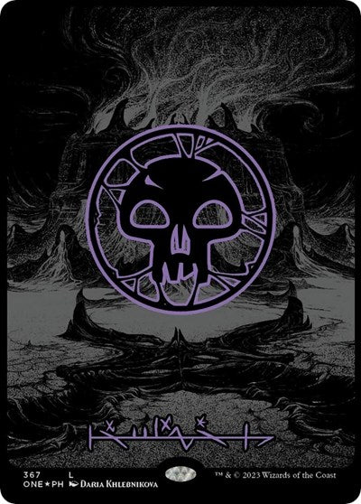 Swamp (Phyrexian) - Full Art (Oil Slick Raised Foil) (Phyrexia: All Will Be One) Near Mint