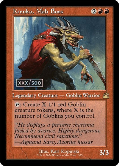 Krenko, Mob Boss (Retro Frame) (Serial Numbered) (Ravnica Remastered) Near Mint