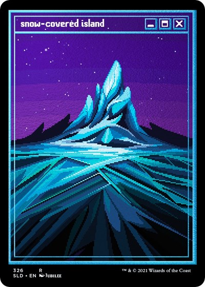 Snow-Covered Island (PixelSnowLands.jpg) (Foil Etched) (Secret Lair) Near Mint