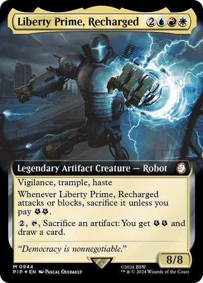 Liberty Prime, Recharged (Extended Art) (Surge Foil) (Universes Beyond: Fallout) Near Mint