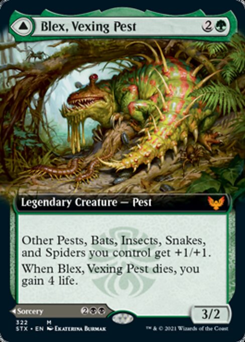 Blex, Vexing Pest / Search for Blex (Extended Art) (Strixhaven) Near Mint