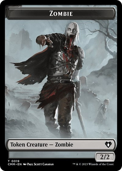 Zombie (0019) / Cat (0030) Double-Sided Token (Commander Masters) Near Mint