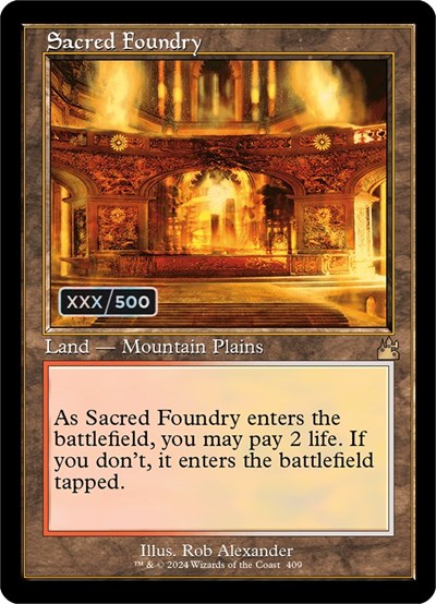 Sacred Foundry (Retro Frame) (Serial Numbered) (Ravnica Remastered) Near Mint