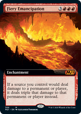 Fiery Emancipation (Extended Art) (Magic 2021 Core Set) Near Mint