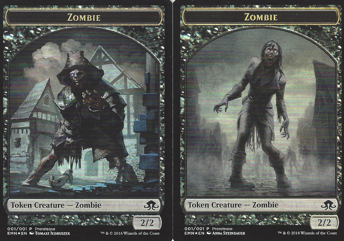 Zombie 2 Sided Token (Prerelease) (Promotional Cards) Light Play Foil