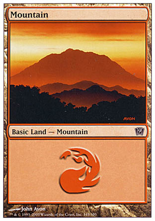 Mountain (345) (9th Edition) Light Play