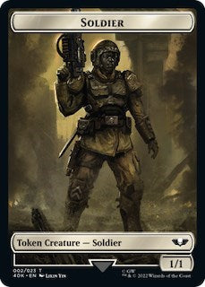 Soldier (002) / Space Marine Devastator Double-sided Token (Surge Foil) (Universes Beyond: Warhammer 40K) Near Mint