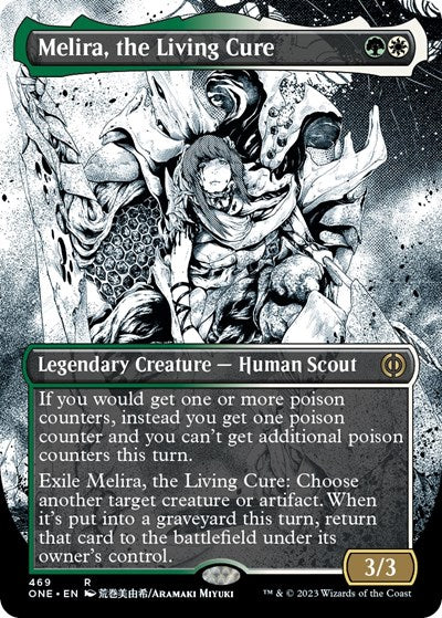 Melira, the Living Cure (Borderless) (Step-and-Compleat Foil) (Phyrexia: All Will Be One) Near Mint