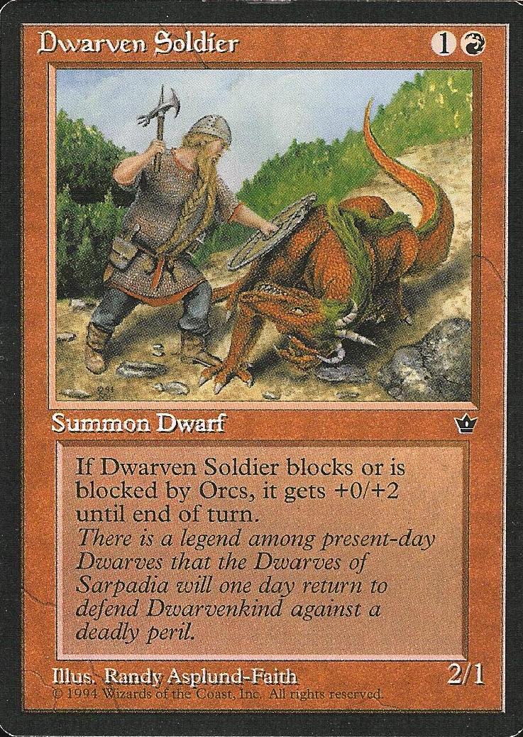 Dwarven Soldier (2) (Fallen Empires) Light Play