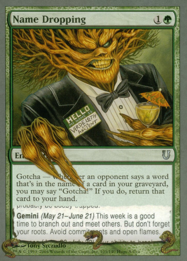 Name Dropping (Unhinged) Near Mint Foil