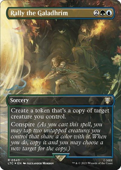 Rally the Galadhrim (Borderless) (Surge Foil) (Commander: The Lord of the Rings: Tales of Middle-earth) Near Mint