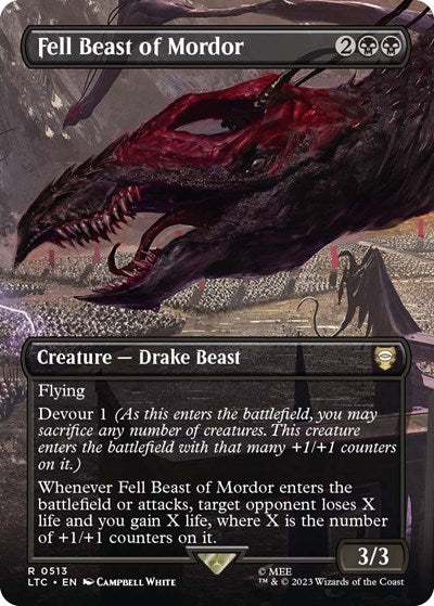 Fell Beast of Mordor (Borderless) (Commander: The Lord of the Rings: Tales of Middle-earth) Near Mint