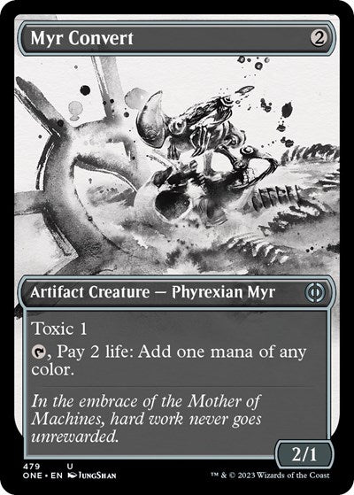 Myr Convert (Showcase) (Step-and-Compleat Foil) (Phyrexia: All Will Be One) Near Mint