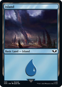Island (309) (Surge Foil) (Universes Beyond: Warhammer 40K) Near Mint