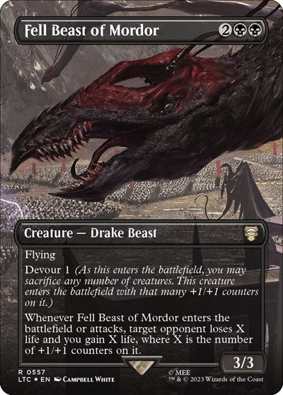 Fell Beast of Mordor (Borderless) (Surge Foil) (Commander: The Lord of the Rings: Tales of Middle-earth) Near Mint