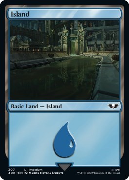 Island (307) (Surge Foil) (Universes Beyond: Warhammer 40K) Near Mint