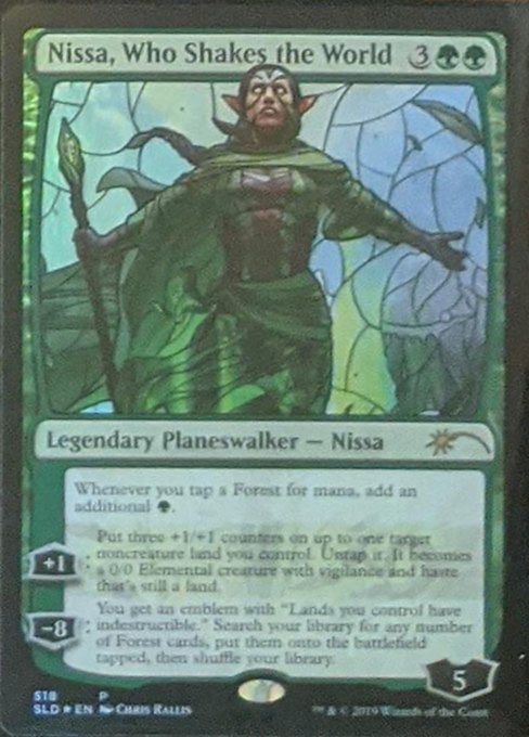 Nissa Who Shakes the World Stained Glass (Secret Lair) Near Mint