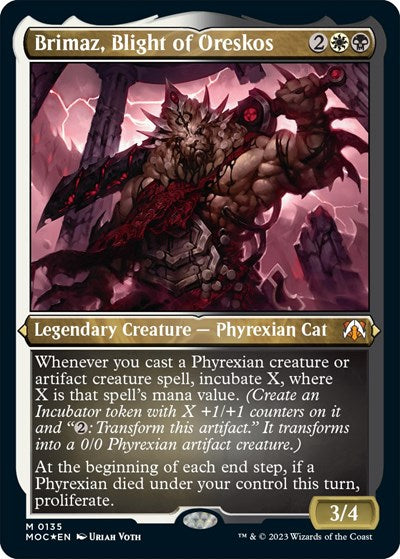 Brimaz, Blight of Oreskos (Display Commander) - Thick Stock (Commander: March of the Machine) Near Mint