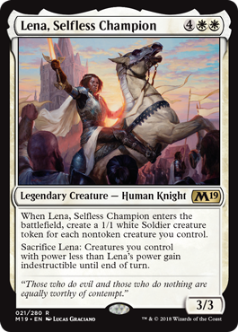 Lena, Selfless Champion (Magic 2019 Core Set) Near Mint Foil