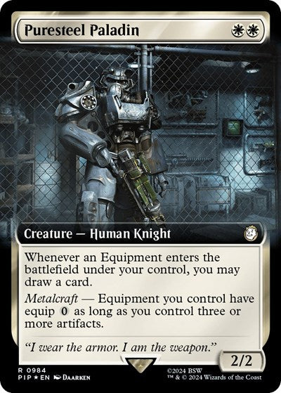 Puresteel Paladin (Extended Art) (Surge Foil) (Universes Beyond: Fallout) Near Mint
