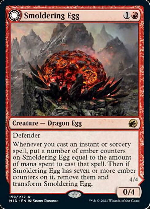 Smoldering Egg / Ashmouth Dragon (Innistrad: Midnight Hunt) Near Mint