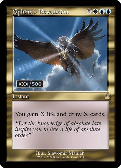 Sphinx's Revelation (Retro Frame) (Serial Numbered) (Ravnica Remastered) Near Mint