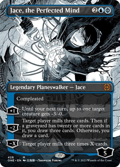 Jace, the Perfected Mind (Borderless) (Step-and-Compleat Foil) (Phyrexia: All Will Be One) Near Mint