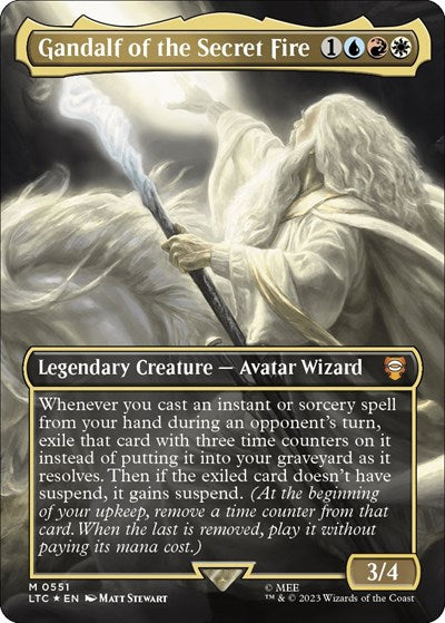 Gandalf of the Secret Fire (Borderless) (Surge Foil) (Commander: The Lord of the Rings: Tales of Middle-earth) Near Mint