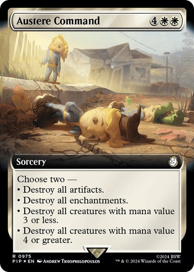 Austere Command (Extended Art) (Surge Foil) (Universes Beyond: Fallout) Near Mint