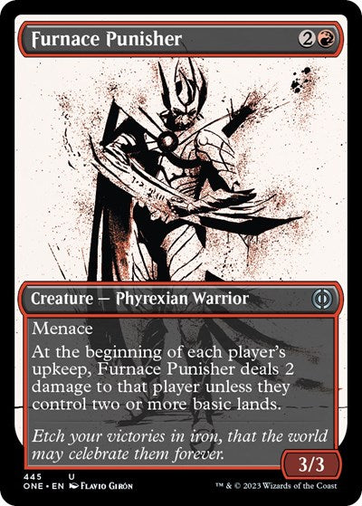 Furnace Punisher (Showcase) (Step-and-Compleat Foil) (Phyrexia: All Will Be One) Near Mint