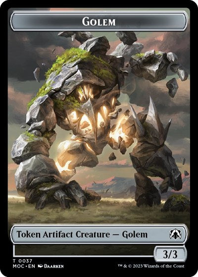 Golem / Clue Double-sided Token (Commander: March of the Machine) Near Mint