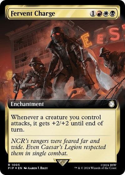 Fervent Charge (Extended Art) (Surge Foil) (Universes Beyond: Fallout) Near Mint
