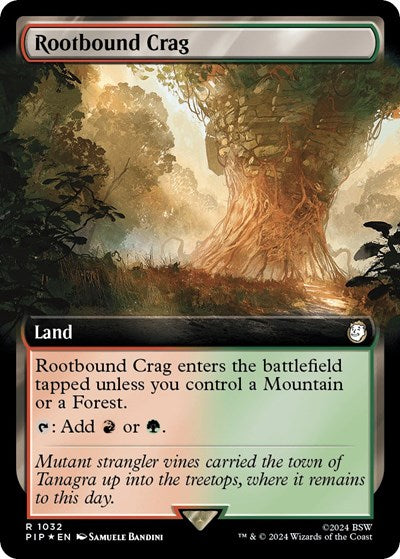 Rootbound Crag (Extended Art) (Surge Foil) (Universes Beyond: Fallout) Near Mint