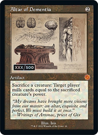 Altar of Dementia (Schematic) (Serial Numbered) (The Brothers' War: Retro Frame Artifacts) Near Mint