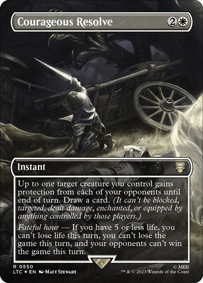 Courageous Resolve (Borderless) (Surge Foil) (Commander: The Lord of the Rings: Tales of Middle-earth) Near Mint