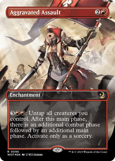 Aggravated Assault (Anime Borderless) (Confetti Foil) (Wilds of Eldraine: Enchanting Tales) Near Mint