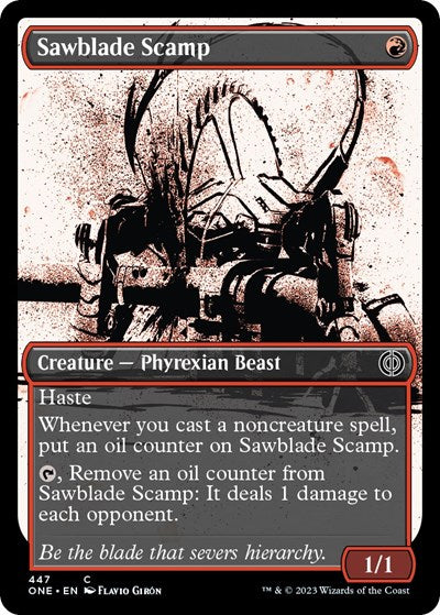 Sawblade Scamp (Showcase) (Step-and-Compleat Foil) (Phyrexia: All Will Be One) Near Mint