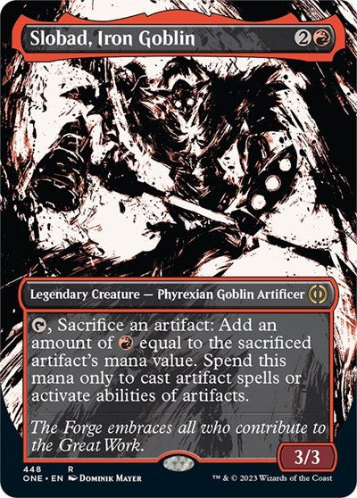 Slobad, Iron Goblin (Showcase) (Step-and-Compleat Foil) (Phyrexia: All Will Be One) Near Mint