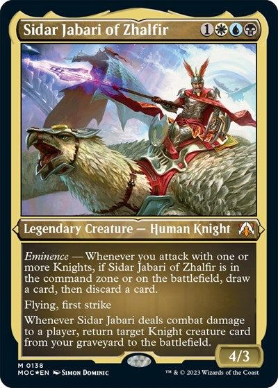 Sidar Jabari of Zhalfir (Display Commander) - Thick Stock (Commander: March of the Machine) Near Mint