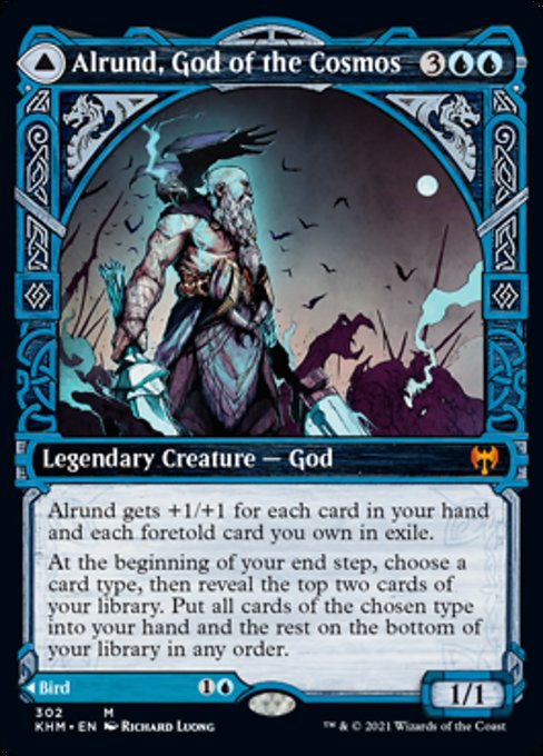 Alrund, God of the Cosmos / Hakka, Whispering Raven (Showcase) (Kaldheim) Near Mint Foil