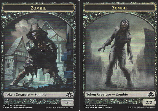 Zombie 2 Sided Token (Prerelease) (Promotional Cards) Light Play Foil