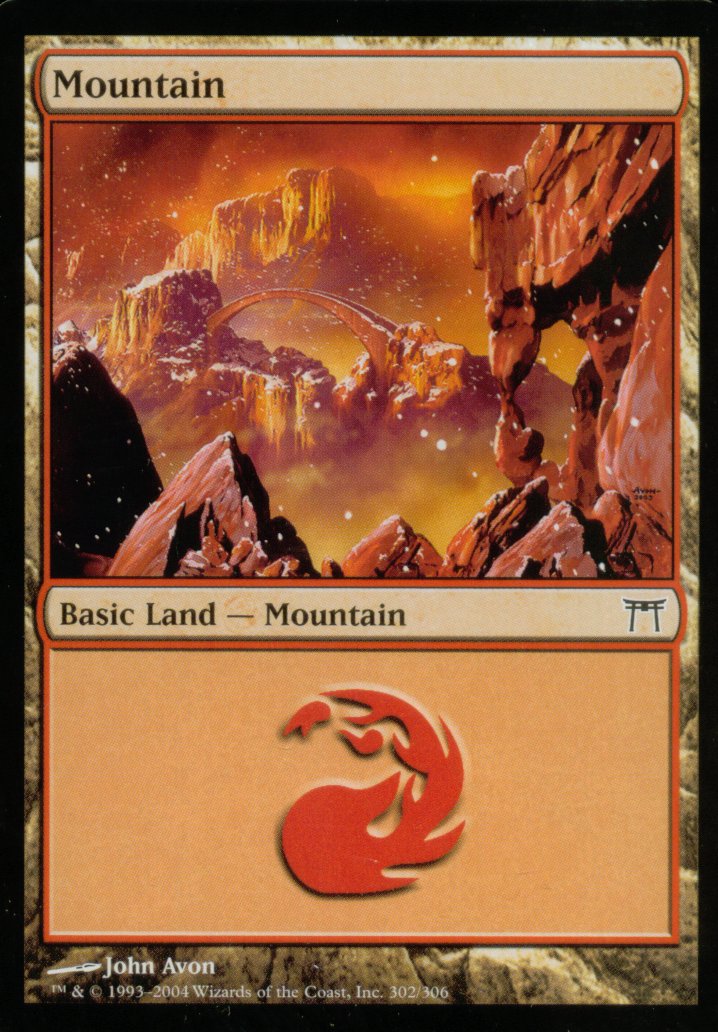 Mountain (302) (Champions of Kamigawa) Light Play Foil
