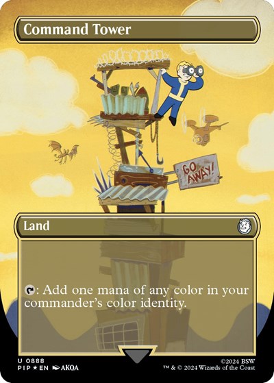 Command Tower (Borderless) (Surge Foil) (Universes Beyond: Fallout) Near Mint