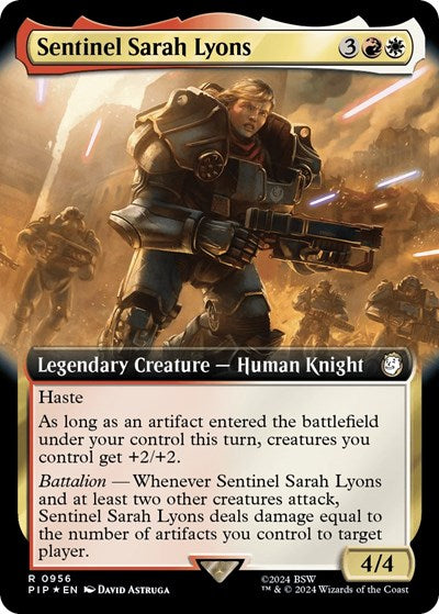 Sentinel Sarah Lyons (Extended Art) (Surge Foil) (Universes Beyond: Fallout) Near Mint