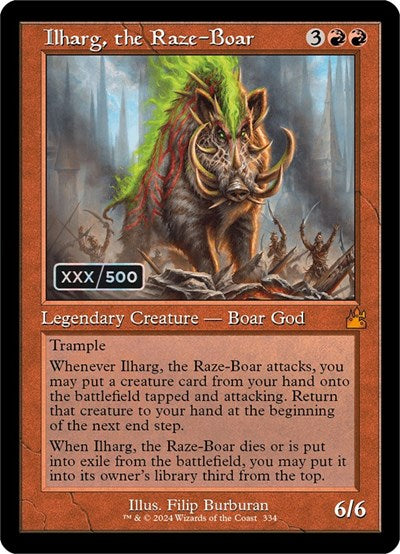 Ilharg, the Raze-Boar (Retro Frame) (Serial Numbered) (Ravnica Remastered) Near Mint