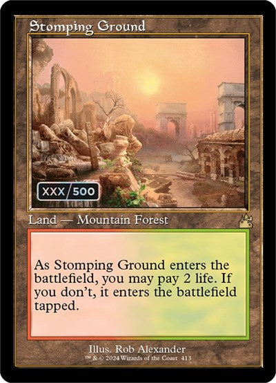 Stomping Ground (Retro Frame) (Serial Numbered) (Ravnica Remastered) Near Mint